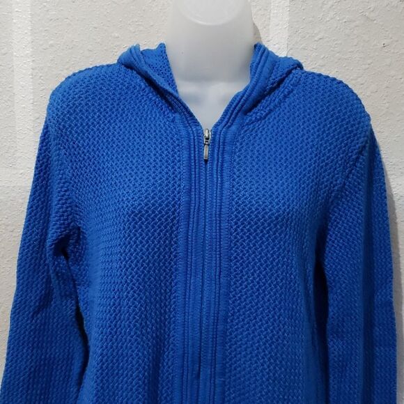 Jaclyn Smith Cobalt Blue Knitted Hoodie Sweater - Picture 2 of 7